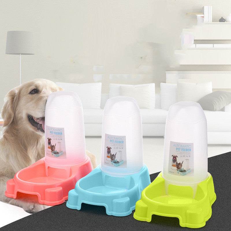 Pet Automatic Food Water Dispenser Puppy Kitten Feeder Bowl Dog Drinker Feeding Dish - Mubimart