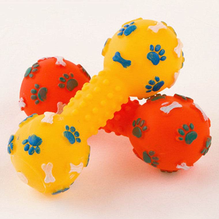 Pet Dumbbell Sound Toys Silicone Dog Toys Teeth bite 13CM Dog Training Guide Toys - Mubimart