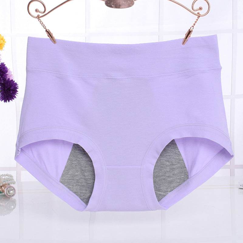 Physiological underwear women's cotton menstrual period leak-proof high waist briefs - Mubimart