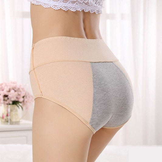 Physiological underwear women's cotton menstrual period leak-proof high waist briefs - Mubimart