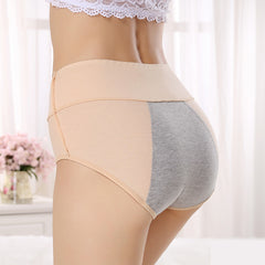 Physiological underwear women's cotton menstrual period leak-proof high waist briefs - Mubimart -  