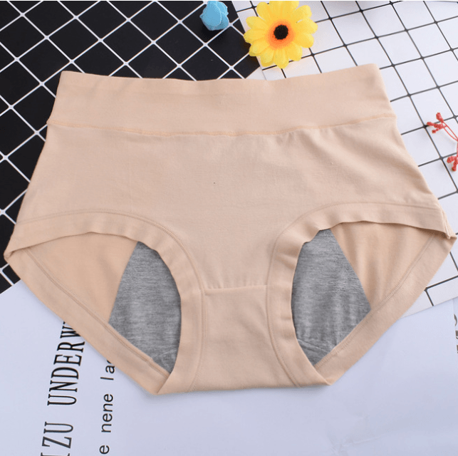 Physiological underwear women's cotton menstrual period leak-proof high waist briefs - Mubimart