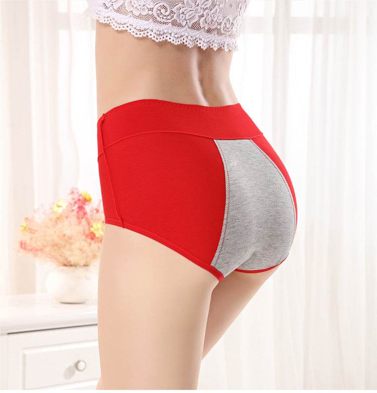 Physiological underwear women's cotton menstrual period leak-proof high waist briefs - Mubimart
