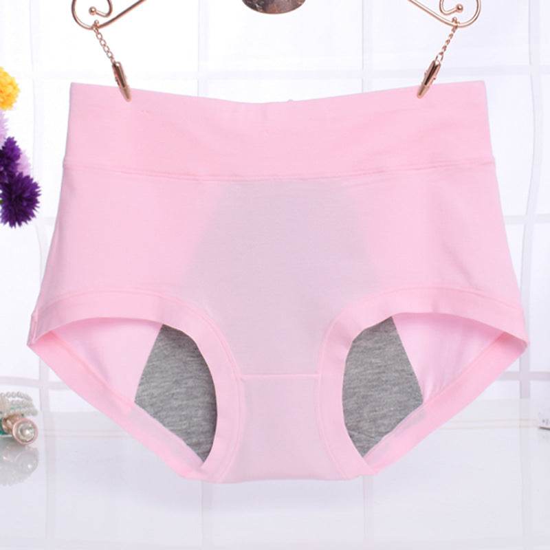 Physiological underwear women's cotton menstrual period leak-proof high waist briefs - Mubimart