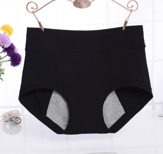 Physiological underwear women's cotton menstrual period leak-proof high waist briefs - Mubimart