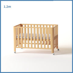 Pine Crib Solid Wood Splicing Unpainted Mobile Multifunctional Lengthened Adjustable Children's Bed - Mubimart -  