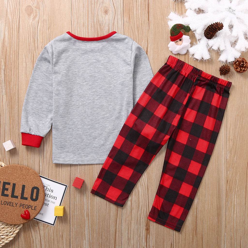 Plaid two-piece homewear Christmas parent-child outfit - Mubimart