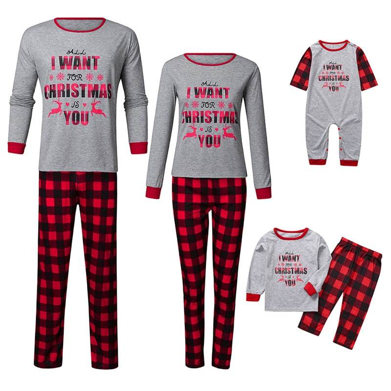 Plaid two-piece homewear Christmas parent-child outfit - Mubimart