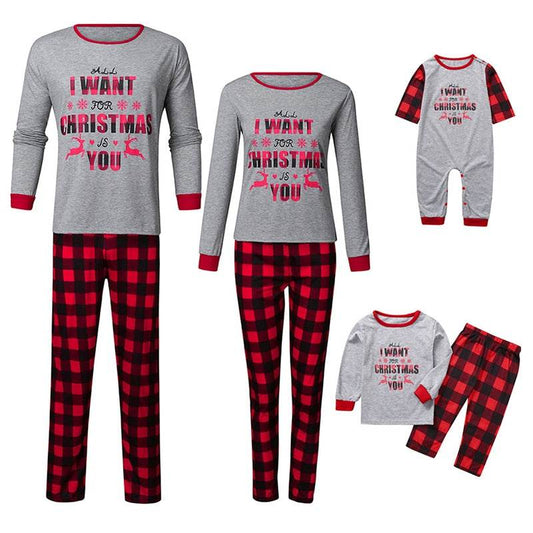 Plaid two-piece homewear Christmas parent-child outfit - Mubimart