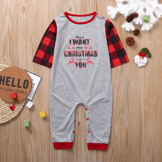 Plaid two-piece homewear Christmas parent-child outfit - Mubimart