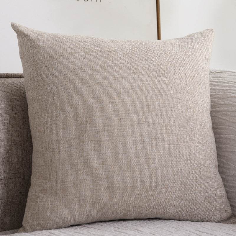 Plain Cotton Linen Sofa Cushion Thickened Square Pillow - Mubimart