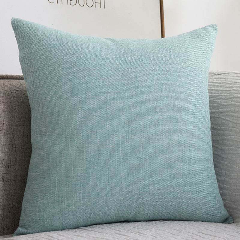 Plain Cotton Linen Sofa Cushion Thickened Square Pillow - Mubimart