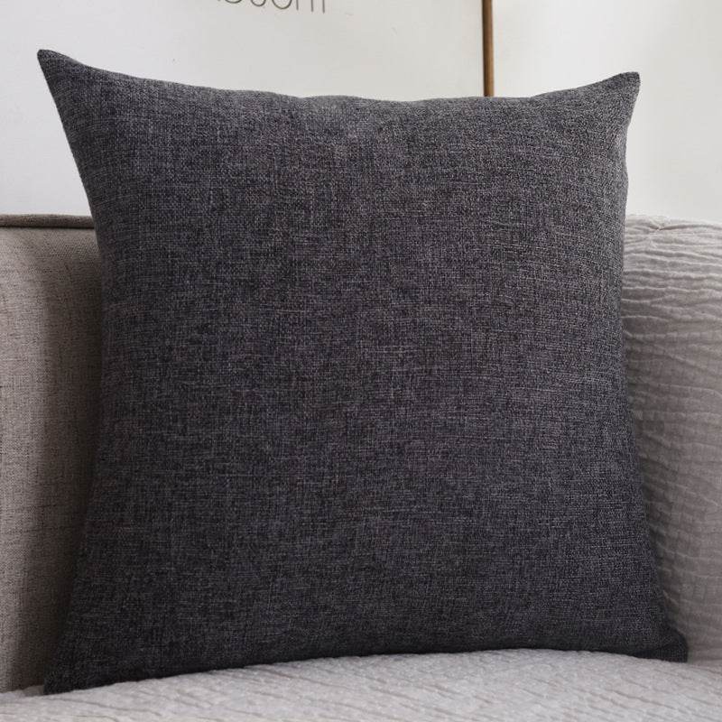 Plain Cotton Linen Sofa Cushion Thickened Square Pillow - Mubimart