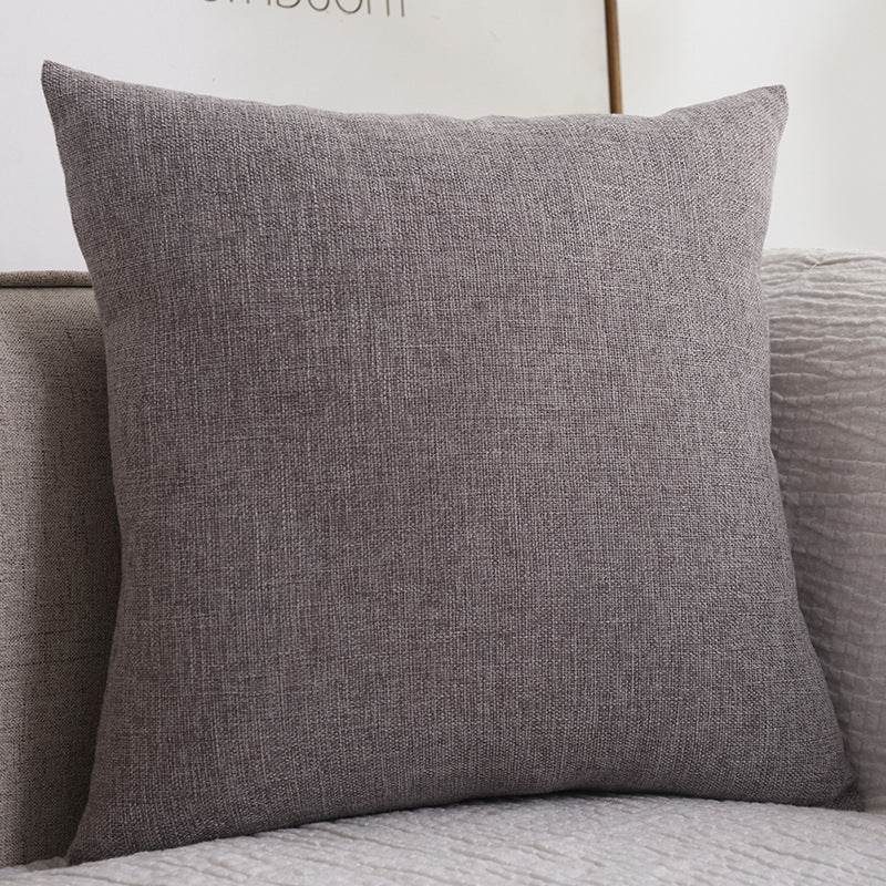 Plain Cotton Linen Sofa Cushion Thickened Square Pillow - Mubimart