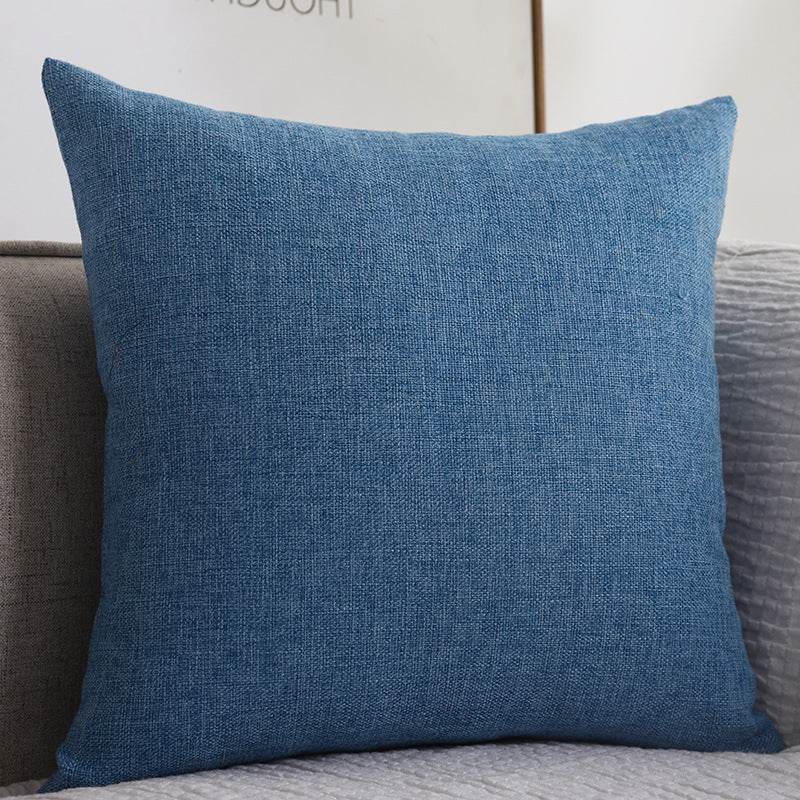 Plain Cotton Linen Sofa Cushion Thickened Square Pillow - Mubimart