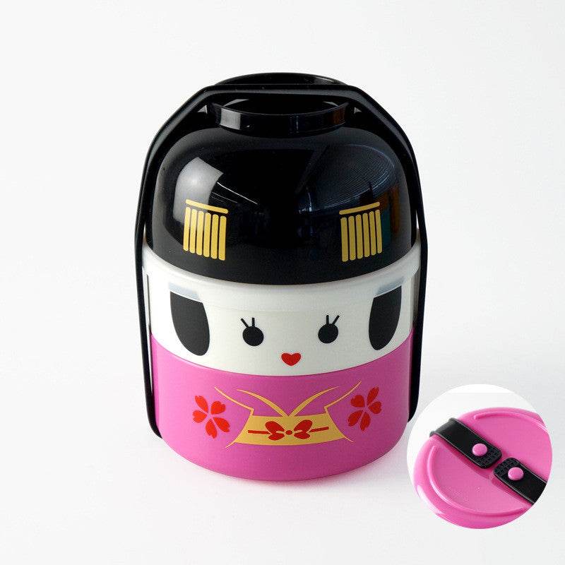 Plastic Double Layer Lunch Box Cartoon Doll Student Lunch Box Children Lunch Box Lunch Box - Mubimart