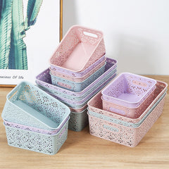 Plastic Hollow Cosmetics Storage Box Sundries Storage Basket - Mubimart - Plastic basket 