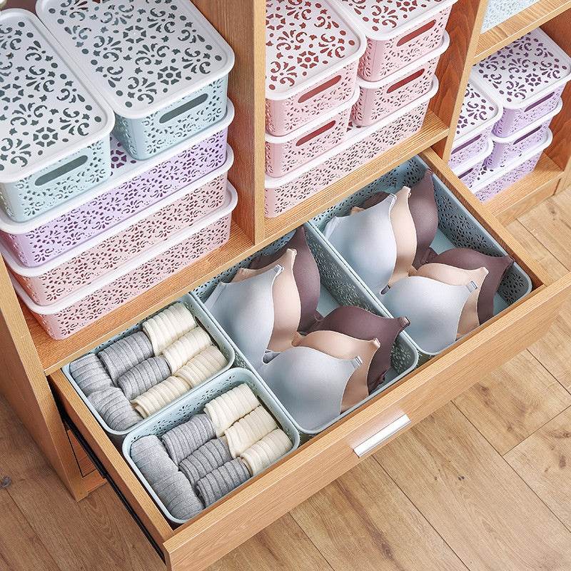 Plastic Hollow Cosmetics Storage Box Sundries Storage Basket - Mubimart