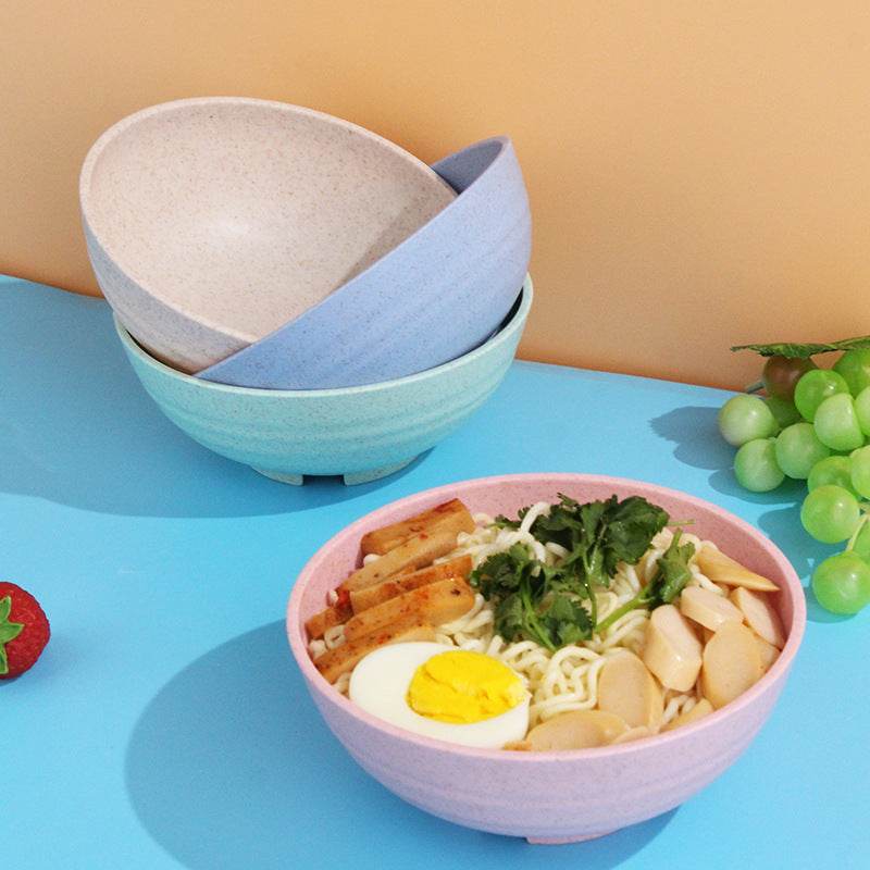 Plastic Household Instant Noodle Bowl Bowl Tableware Set Gift Four Pack - Mubimart