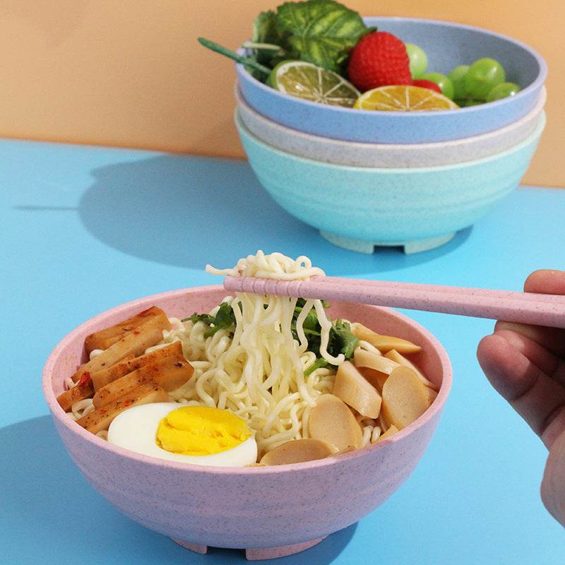 Plastic Household Instant Noodle Bowl Bowl Tableware Set Gift Four Pack - Mubimart