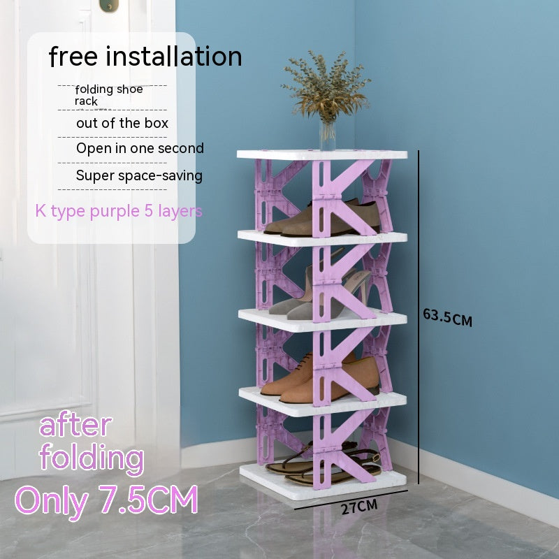 Plastic Installation-free Shoe Rack Storage Shoe Rack Folding Shoe Cabinet - Mubimart -  