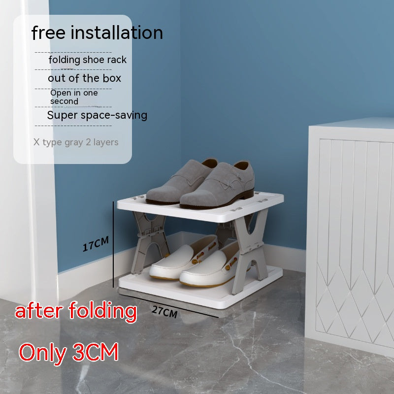 Plastic Installation-free Shoe Rack Storage Shoe Rack Folding Shoe Cabinet - Mubimart -  