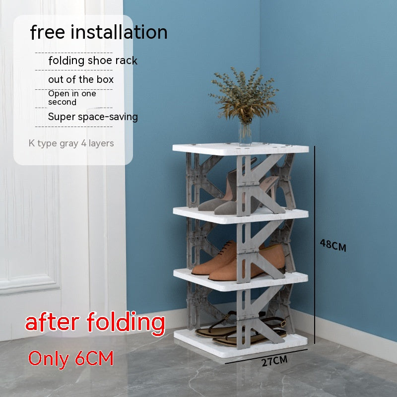 Plastic Installation-free Shoe Rack Storage Shoe Rack Folding Shoe Cabinet - Mubimart -  