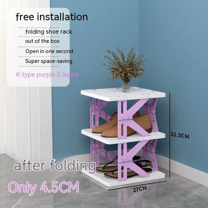 Plastic Installation-free Shoe Rack Storage Shoe Rack Folding Shoe Cabinet - Mubimart