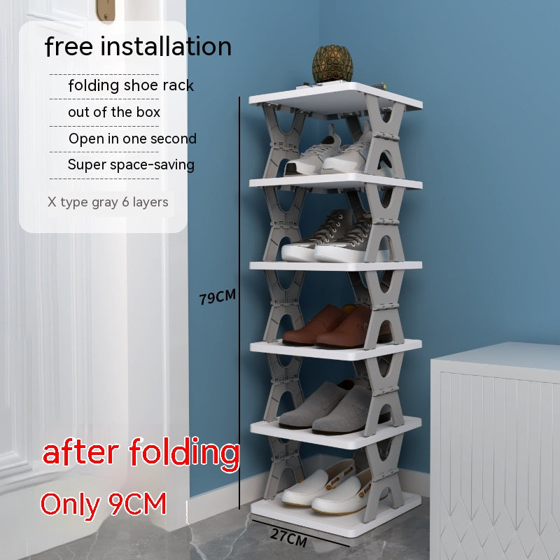 Plastic Installation-free Shoe Rack Storage Shoe Rack Folding Shoe Cabinet - Mubimart -  