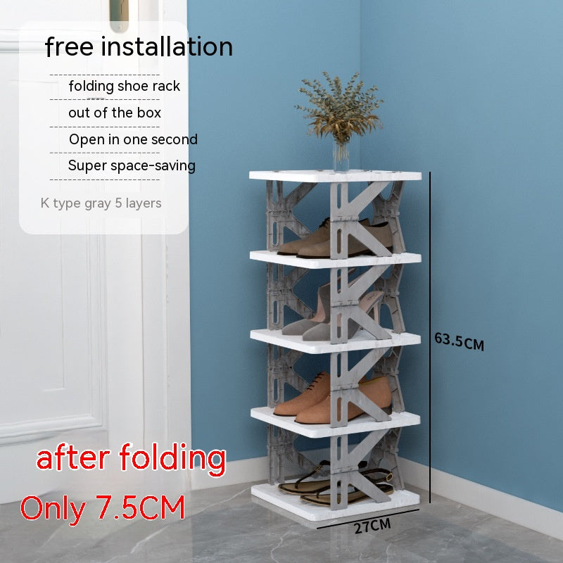 Plastic Installation-free Shoe Rack Storage Shoe Rack Folding Shoe Cabinet - Mubimart -  