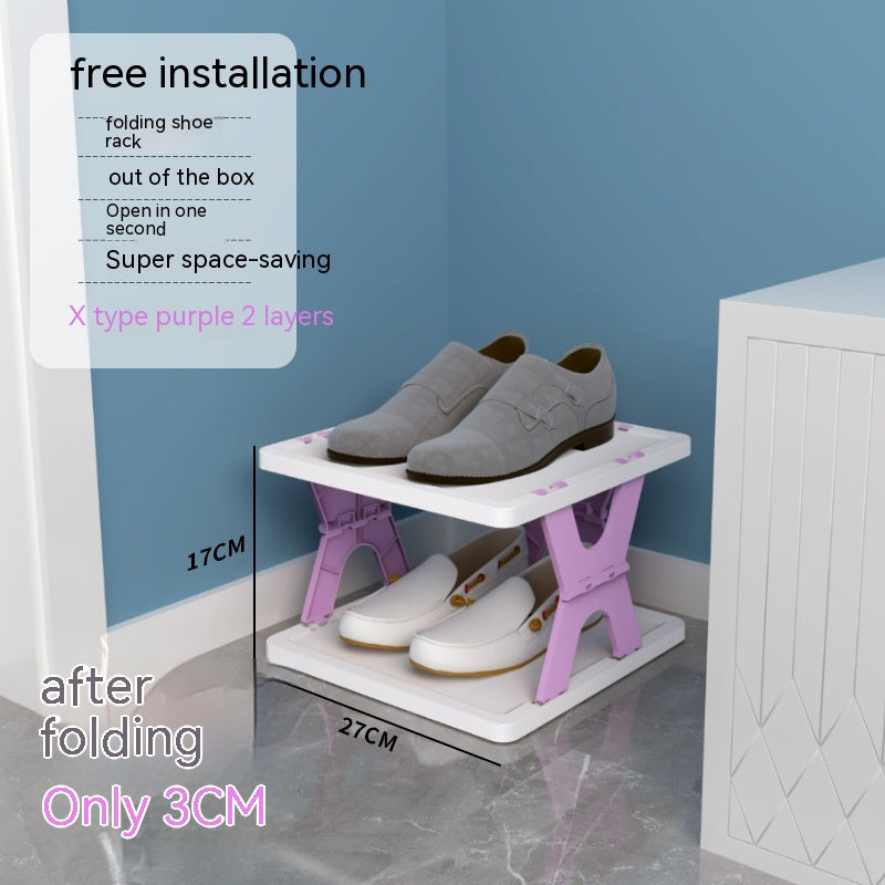 Plastic Installation-free Shoe Rack Storage Shoe Rack Folding Shoe Cabinet - Mubimart -  