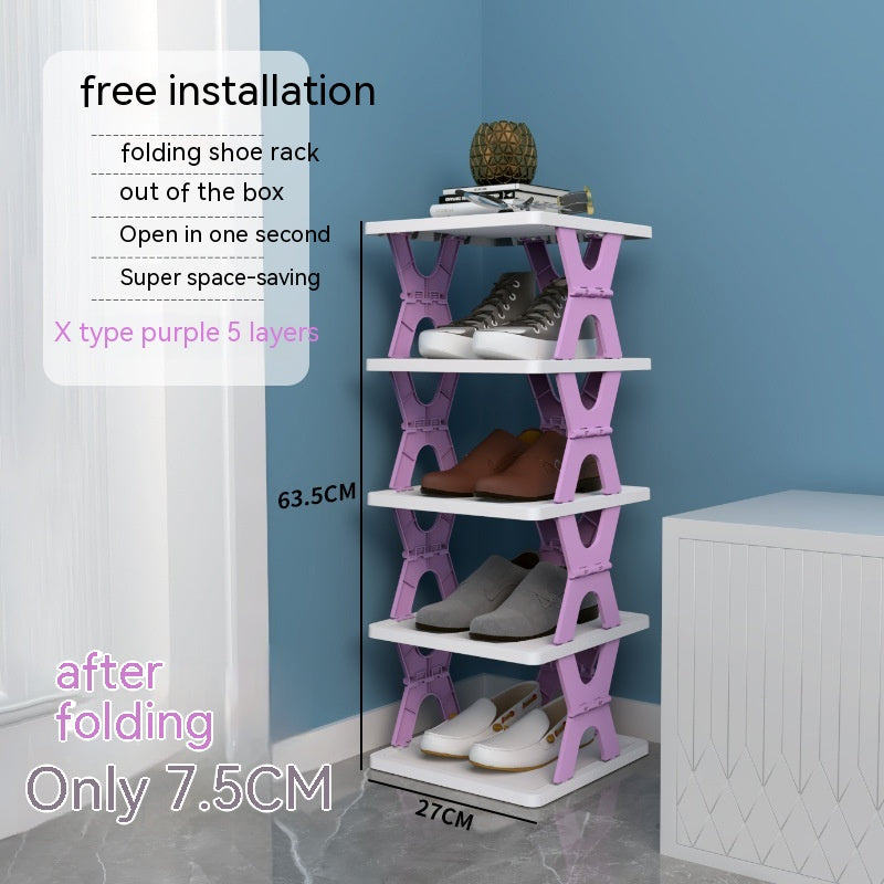 Plastic Installation-free Shoe Rack Storage Shoe Rack Folding Shoe Cabinet - Mubimart -  