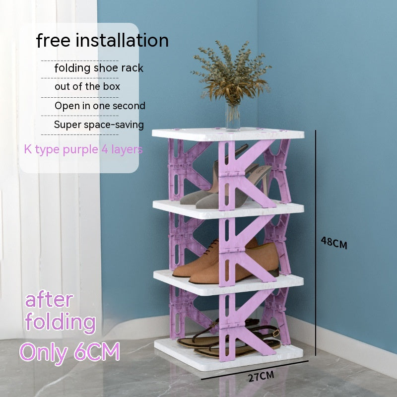 Plastic Installation-free Shoe Rack Storage Shoe Rack Folding Shoe Cabinet - Mubimart -  