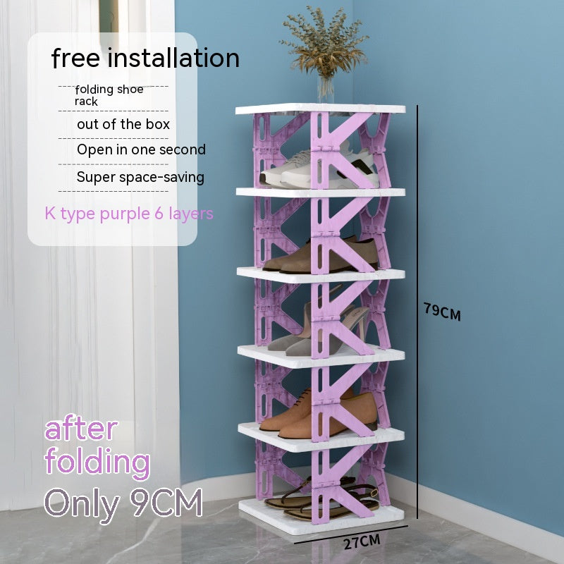 Plastic Installation-free Shoe Rack Storage Shoe Rack Folding Shoe Cabinet - Mubimart -  