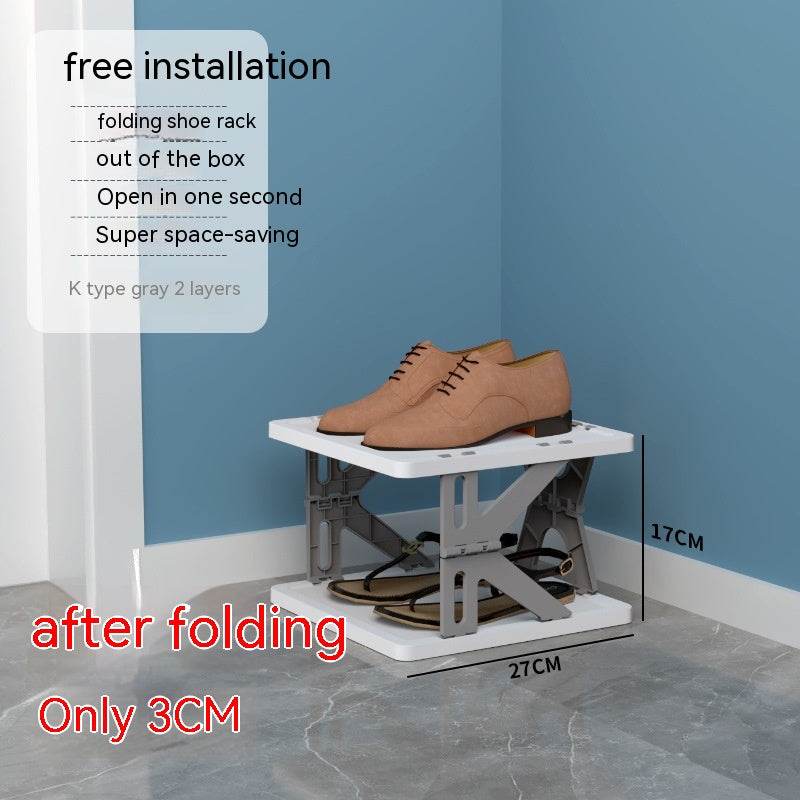 Plastic Installation-free Shoe Rack Storage Shoe Rack Folding Shoe Cabinet - Mubimart