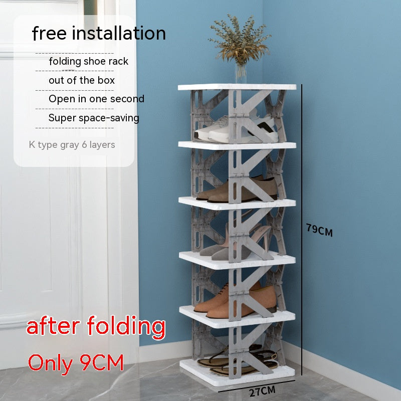 Plastic Installation-free Shoe Rack Storage Shoe Rack Folding Shoe Cabinet - Mubimart -  