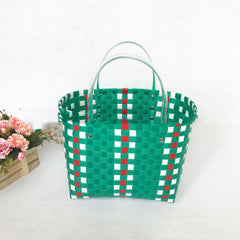 Plastic Vegetable Basket Hand-Woven Shopping Storage Basket Bath Bath Basket - Mubimart -  