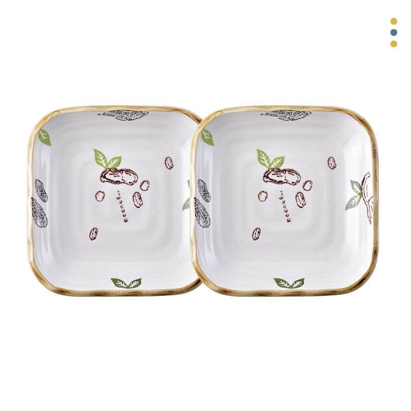 Plate Dish Plate Household Ceramic Dish Dinner Plate Net Celebrity Creative Square Plate Japanese Disc Tableware Set - Mubimart
