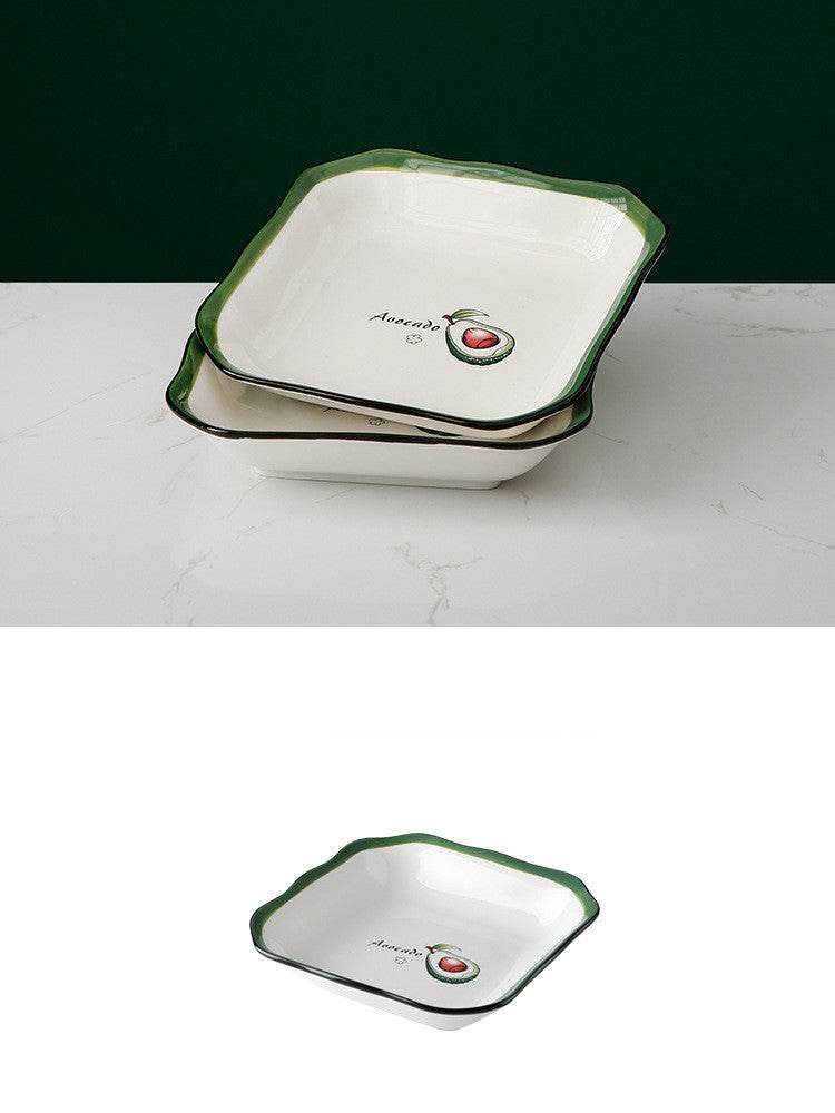 Plate Dish Plate Household Ceramic Dish Dinner Plate Net Celebrity Creative Square Plate Japanese Disc Tableware Set - Mubimart