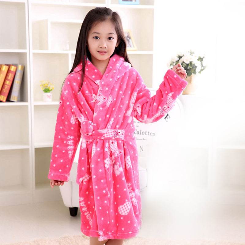Plus velvet long sleeve children bathrobe - Mubimart