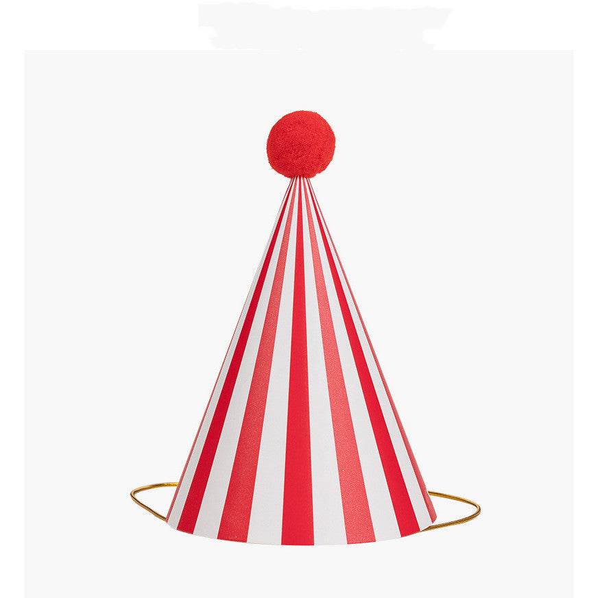 Plush ball printing party birthday hat children adult dress up supplies - Mubimart