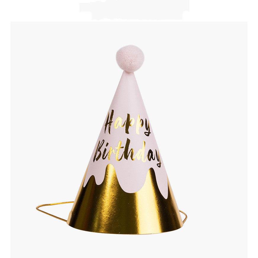 Plush ball printing party birthday hat children adult dress up supplies - Mubimart