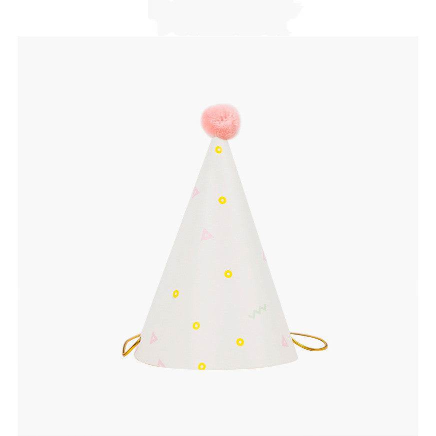 Plush ball printing party birthday hat children adult dress up supplies - Mubimart