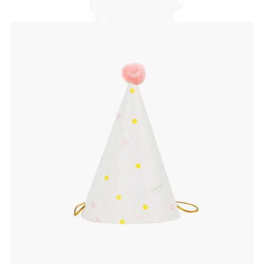 Plush ball printing party birthday hat children adult dress up supplies - Mubimart