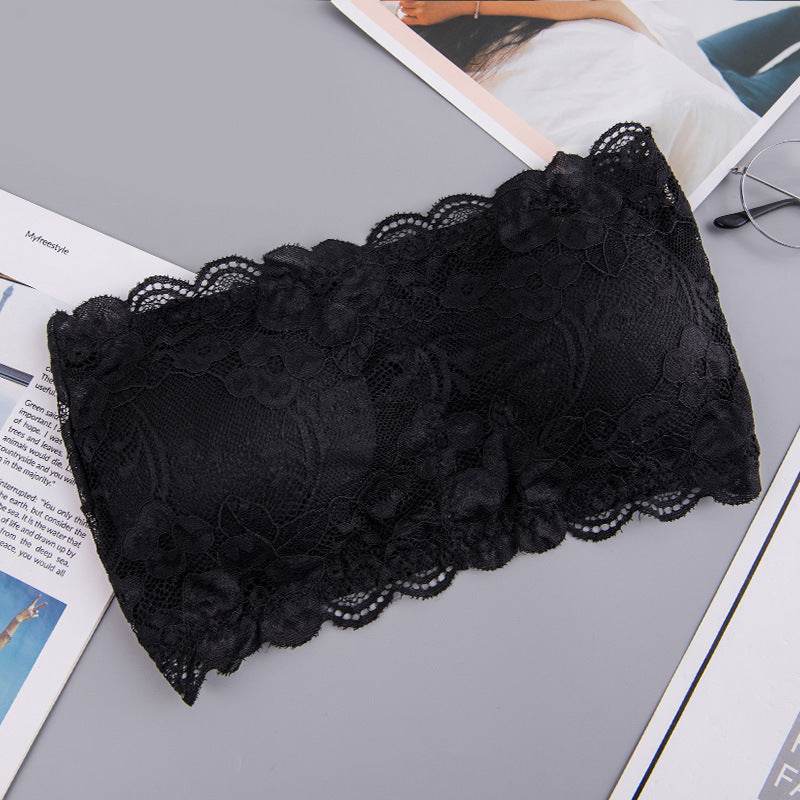 Popular Lace Strapless Bra And Undershirt Tube Top Underwear With Chest Pad Back Breasted Girly And Fashion Sexy Bandeau Beauty Back - Mubimart