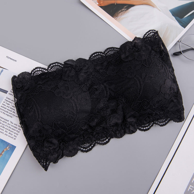 Popular Lace Strapless Bra And Undershirt Tube Top Underwear With Chest Pad Back Breasted Girly And Fashion Sexy Bandeau Beauty Back - Mubimart -  