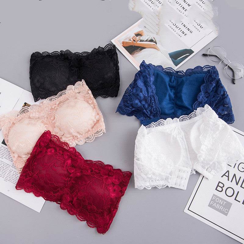Popular Lace Strapless Bra And Undershirt Tube Top Underwear With Chest Pad Back Breasted Girly And Fashion Sexy Bandeau Beauty Back - Mubimart