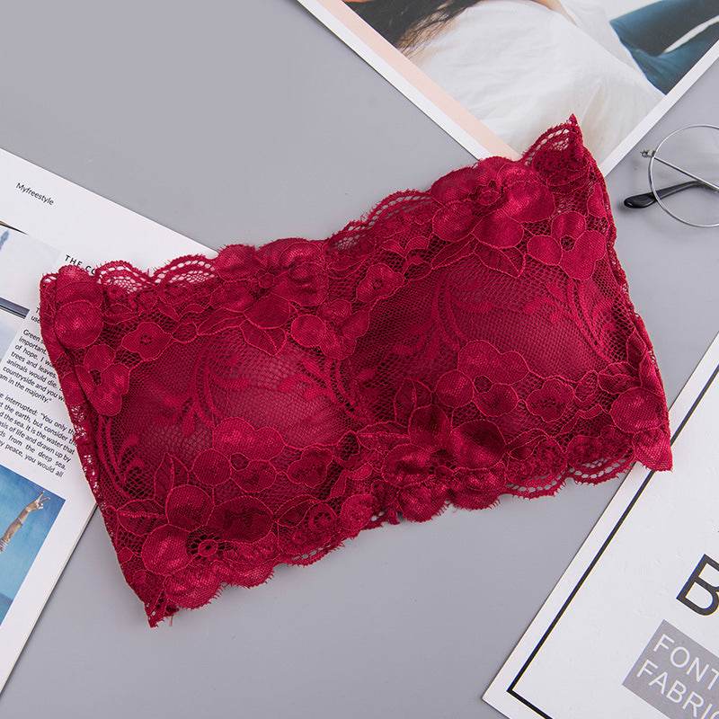 Popular Lace Strapless Bra And Undershirt Tube Top Underwear With Chest Pad Back Breasted Girly And Fashion Sexy Bandeau Beauty Back - Mubimart