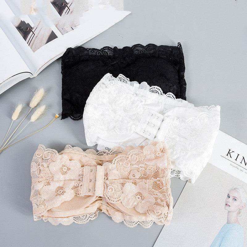 Popular Lace Strapless Bra And Undershirt Tube Top Underwear With Chest Pad Back Breasted Girly And Fashion Sexy Bandeau Beauty Back - Mubimart