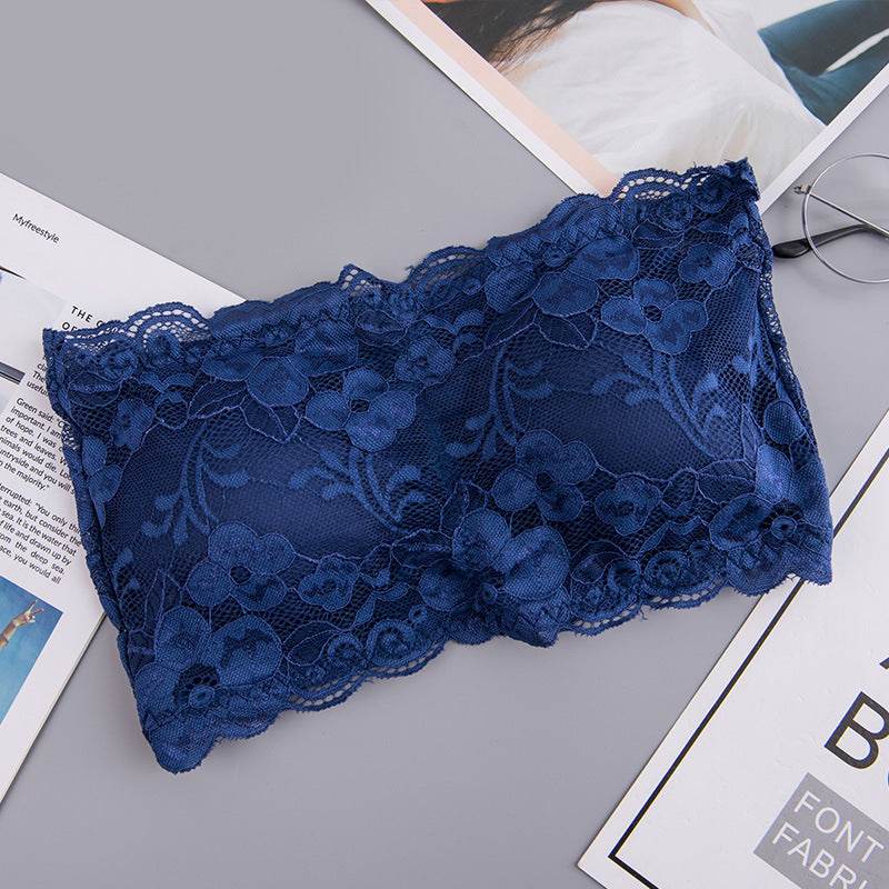 Popular Lace Strapless Bra And Undershirt Tube Top Underwear With Chest Pad Back Breasted Girly And Fashion Sexy Bandeau Beauty Back - Mubimart